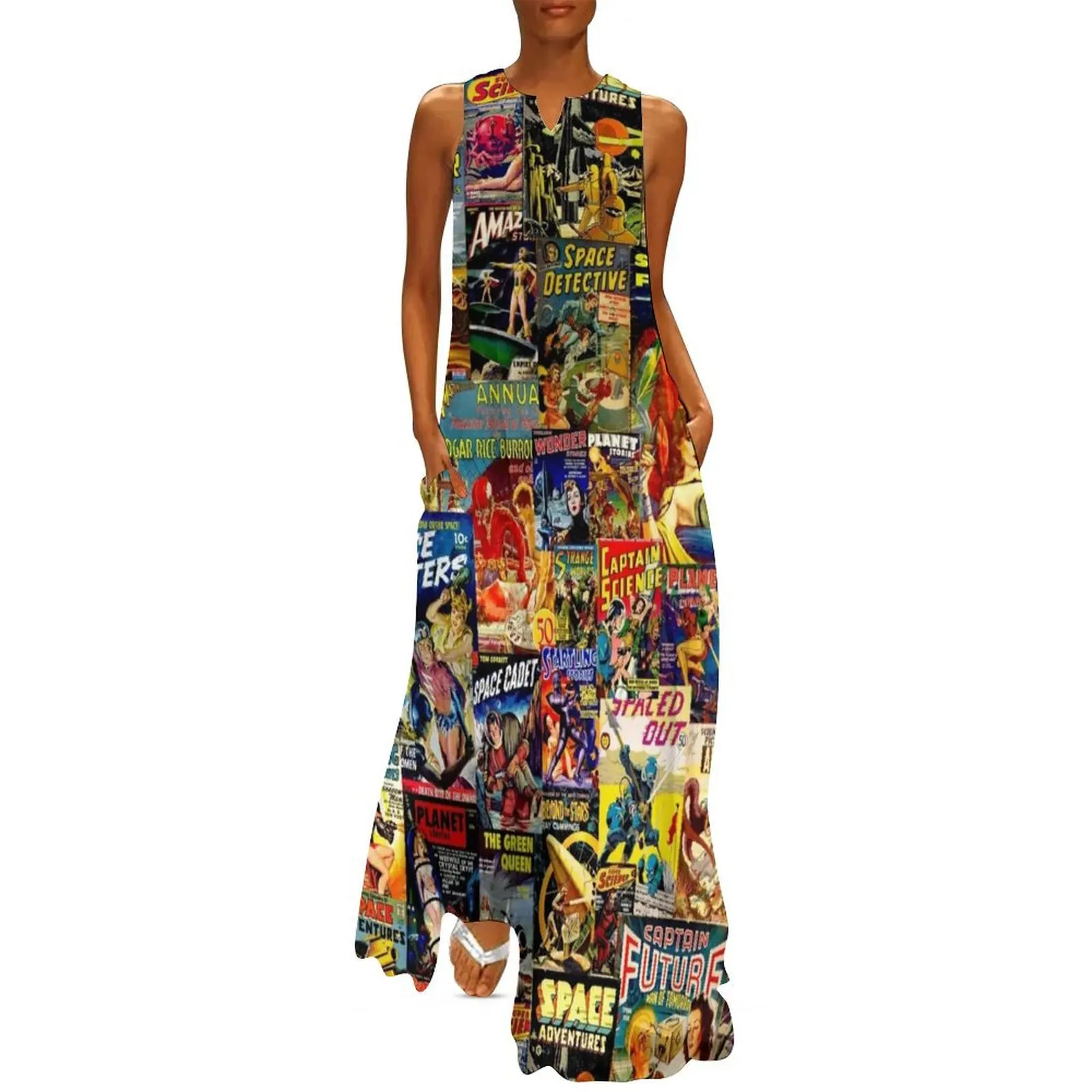 

Sci-Fi Comic Collage Long Dress wedding dresses for woman Elegant gowns Beachwear dress women summer