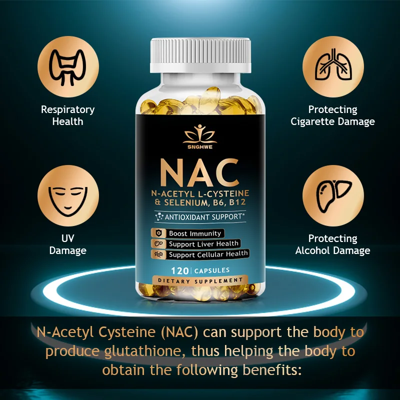 NAC + Glutathione Supplement To Support Skin Health - Antioxidant Supplement, Non-GMO, 120 Capsules