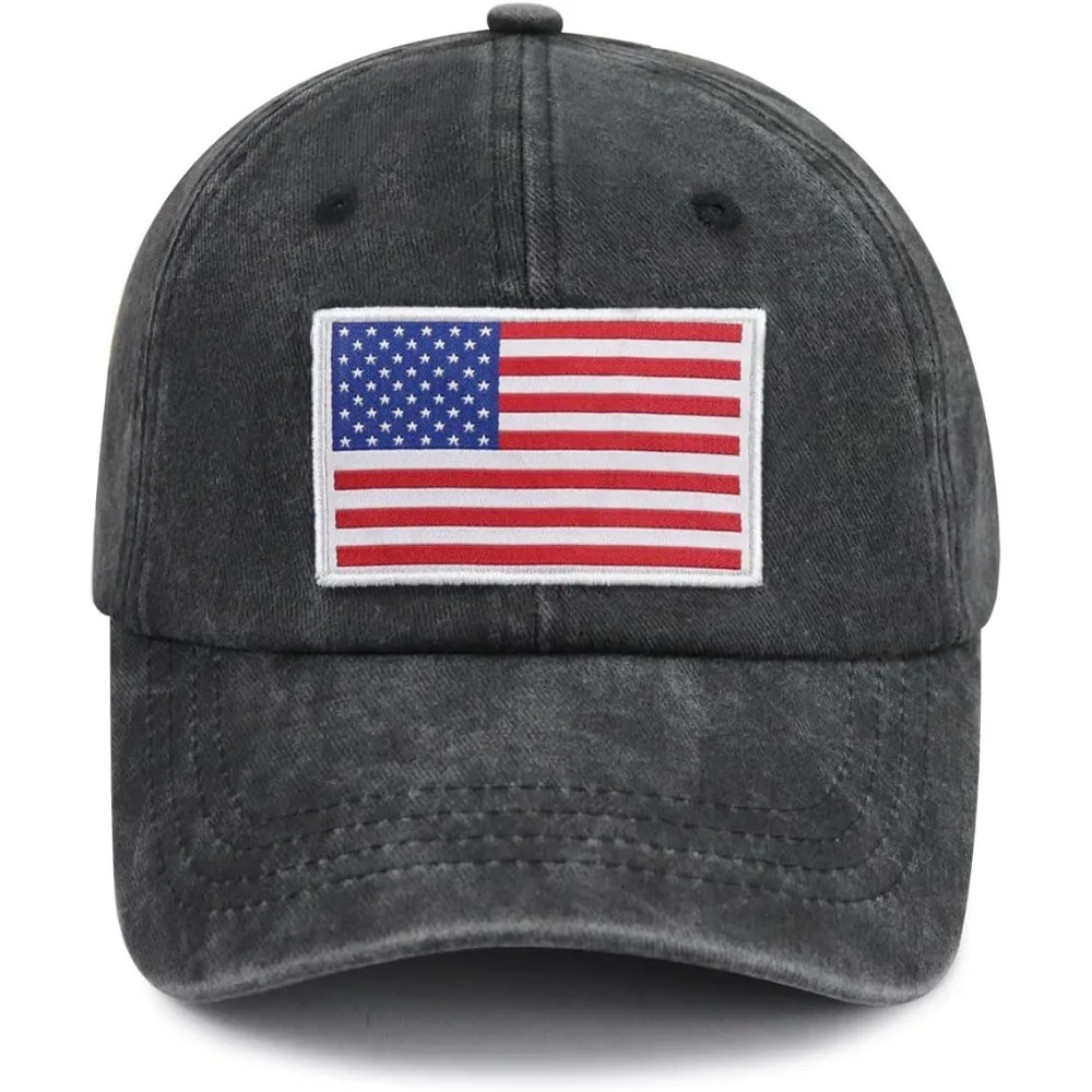 

American Flag Hat for Men Women, Funny Adjustable Cotton Baseball Cap