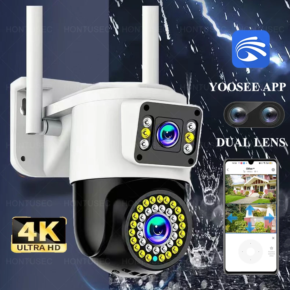 Yoosee 4K 8MP Dual Lens Dual Screens Color Night Vision Motion Detection Two Way Audio Outdoor Waterproof Wifi Security Camera