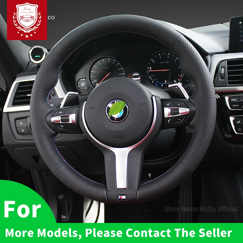 For BMW 3 5 7 Series X3 X 5 X6 X7 Interior Car Accessories DIY Leather Car Steering Wheel On Wrap Cover Braid On Handlebar