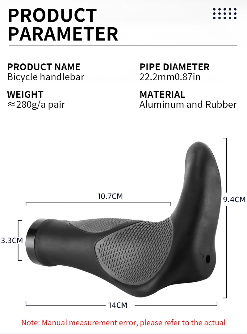 Manopole Bicicletta Antiscivolo In Gomma 22.2mm | Impugnature Ergonomiche Con Alluminio Per MTB, BMX, Bici Da Strada (Nero/Bianco)