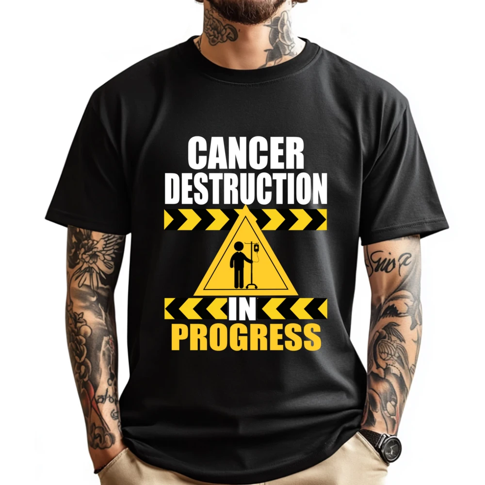 

Chemo Day Cancer Destruction In Progress Design Black T Shirt Graphic Tee Shirt Men's Clothing Classic