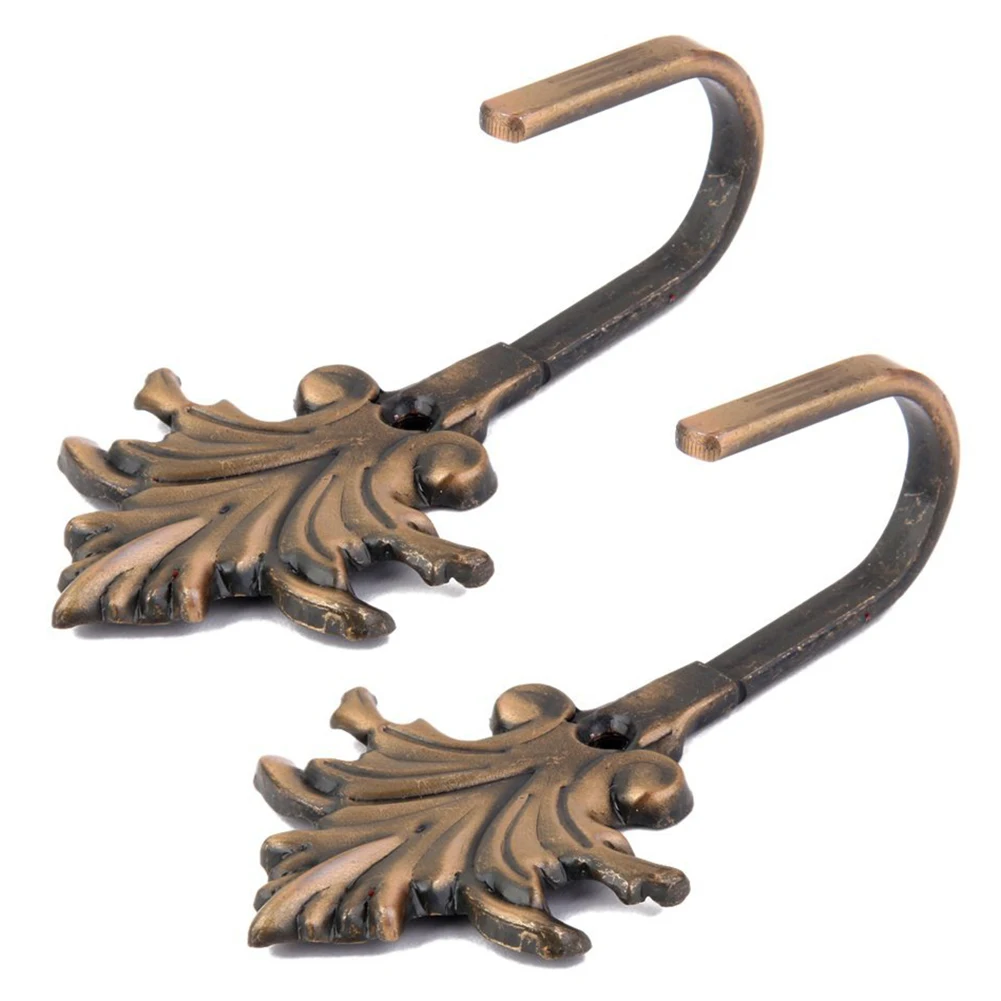 

Practical 2pcs Vintage Maple Leaves Curtain Tieback Tassel Hooks Door Wall Hook Bronze