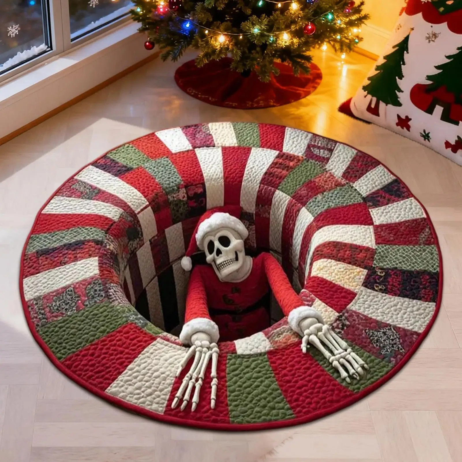 

3D Rugs Optical Illusion 3D Optical Christmas Mat Skull Non-Slip Visual Door Carpet For Kitchen Entryway Entrance Indoor