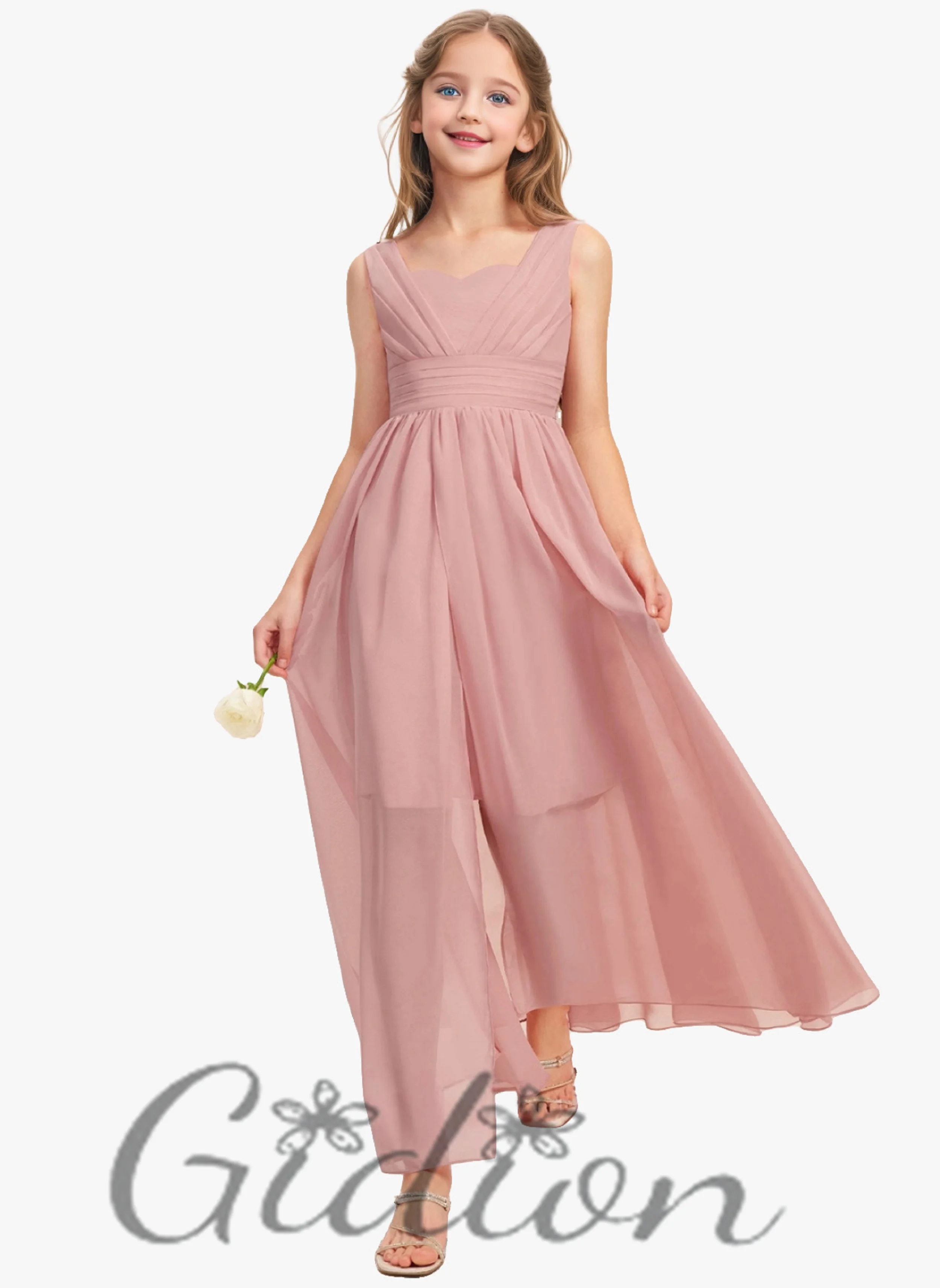 Robe de Demoiselle d'Honneur en Mousseline de Soie Style Boho, Ligne A, pour Enfant, pour Remise de Diplôme, Anniversaire, Soirée, Cérémonie de Mariage, Concours, Bal