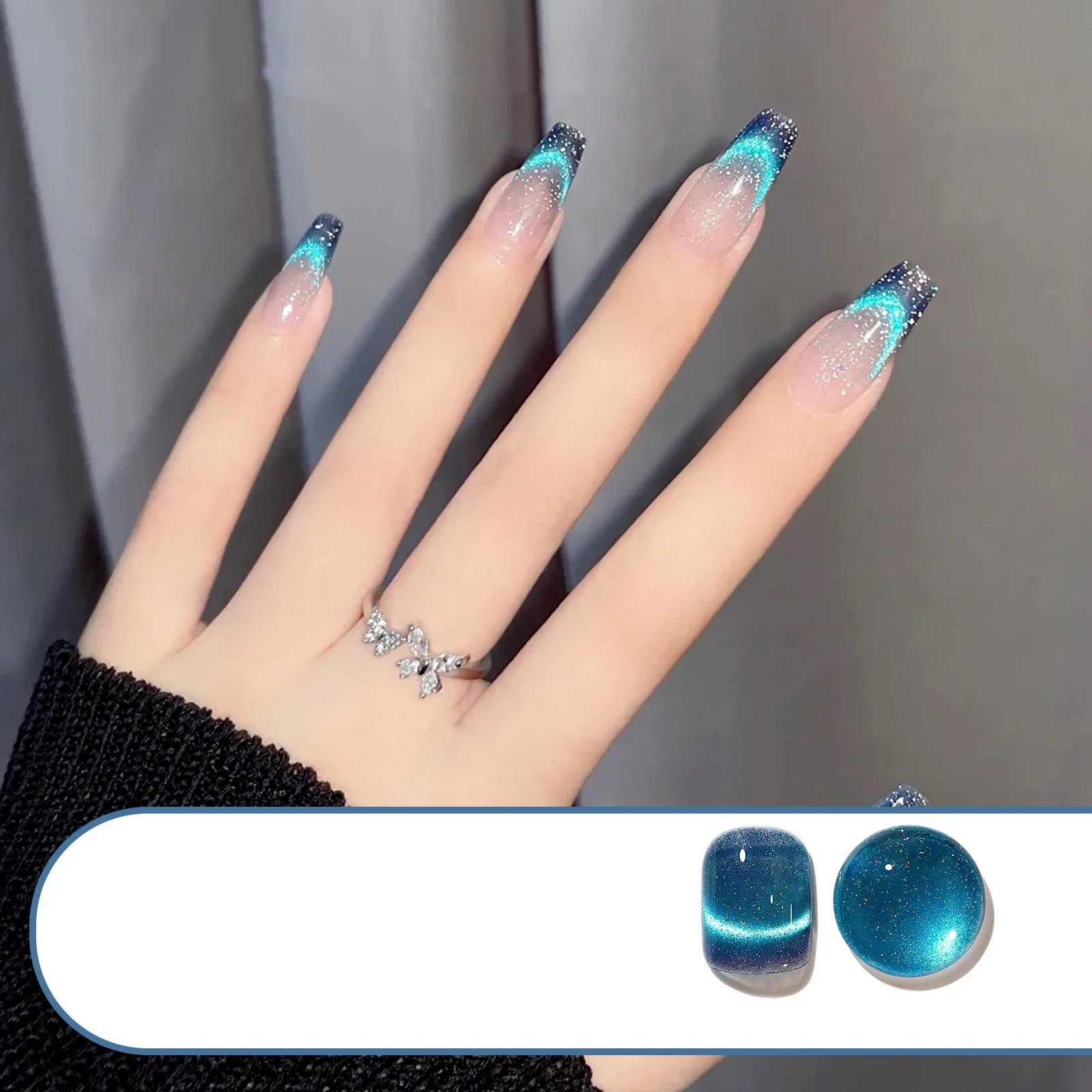 Blue Crystal Cat Eye Rainbow Gel magnetico smalto per unghie colla varietà colla Nail Art vernice lucida Gel UV per Nail Art Design