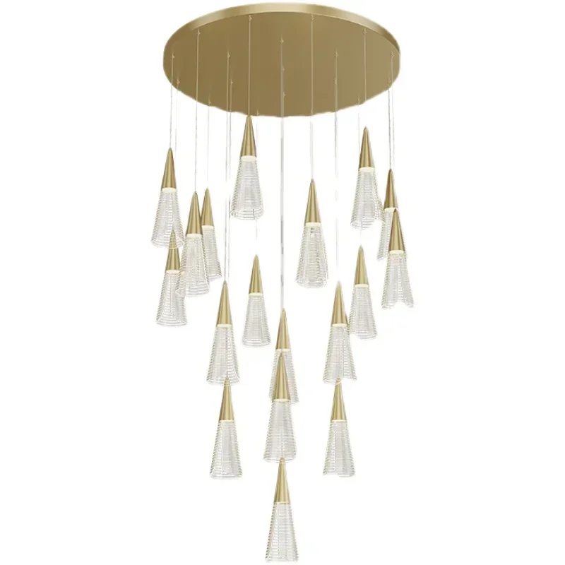 Contemporary Spiral Staircase Chandelier Luxury Villa Duplex Rotating Pendant Light for Modern Living Room and Loft Dining Space