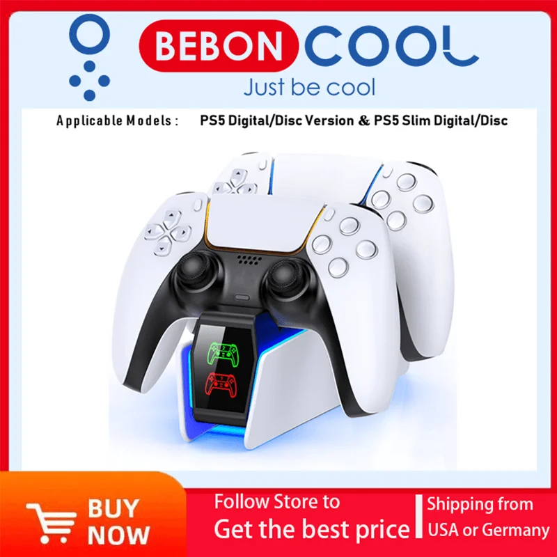 BEBONCOOL  Controller Charger For PS5 Charging Station For PlayStation 5 Gamepad Dual Fast Charger Charging Dock For PS5 Gamepad