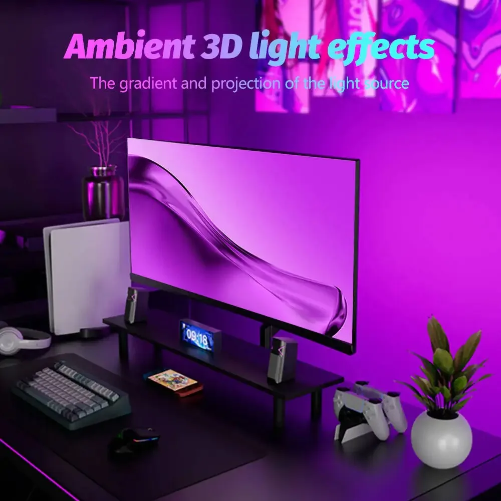 3/4sides RGB Sync Light Strip Computer Monitor Backlight DIY LED Strip Light PC Display Music Sync APP Control Gaming Room Decor