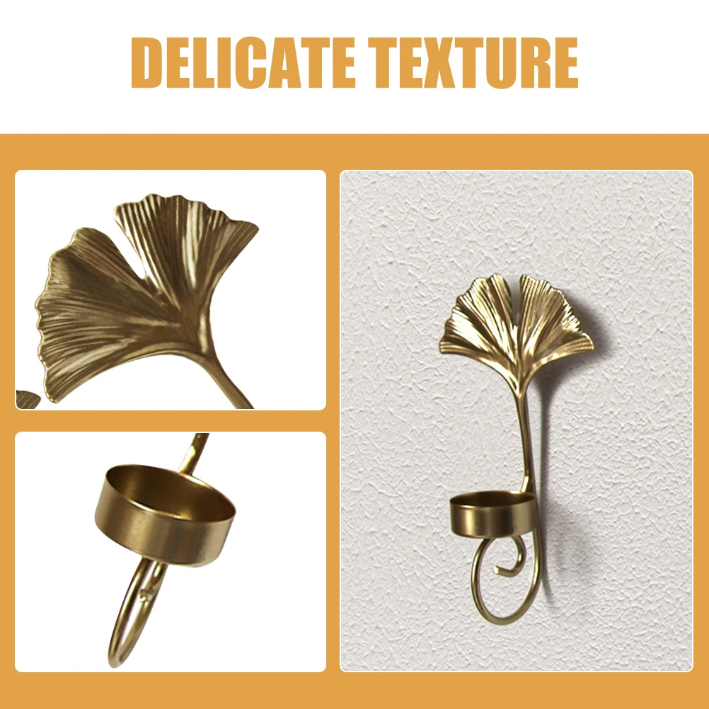 

4pcs Wall Sconce Golden Leaf Iron Holders Decorative Tea Light Stand for Bedroom Living Room Wedding Home Decor