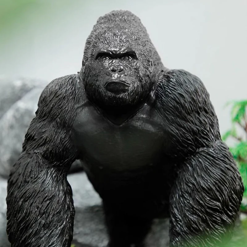 현실적인 대형 원숭이 화이트 백 고릴라 장난감 모델 야생 동물 시뮬레이션 소년과 소녀를위한 선물 소장품 액션 피규어