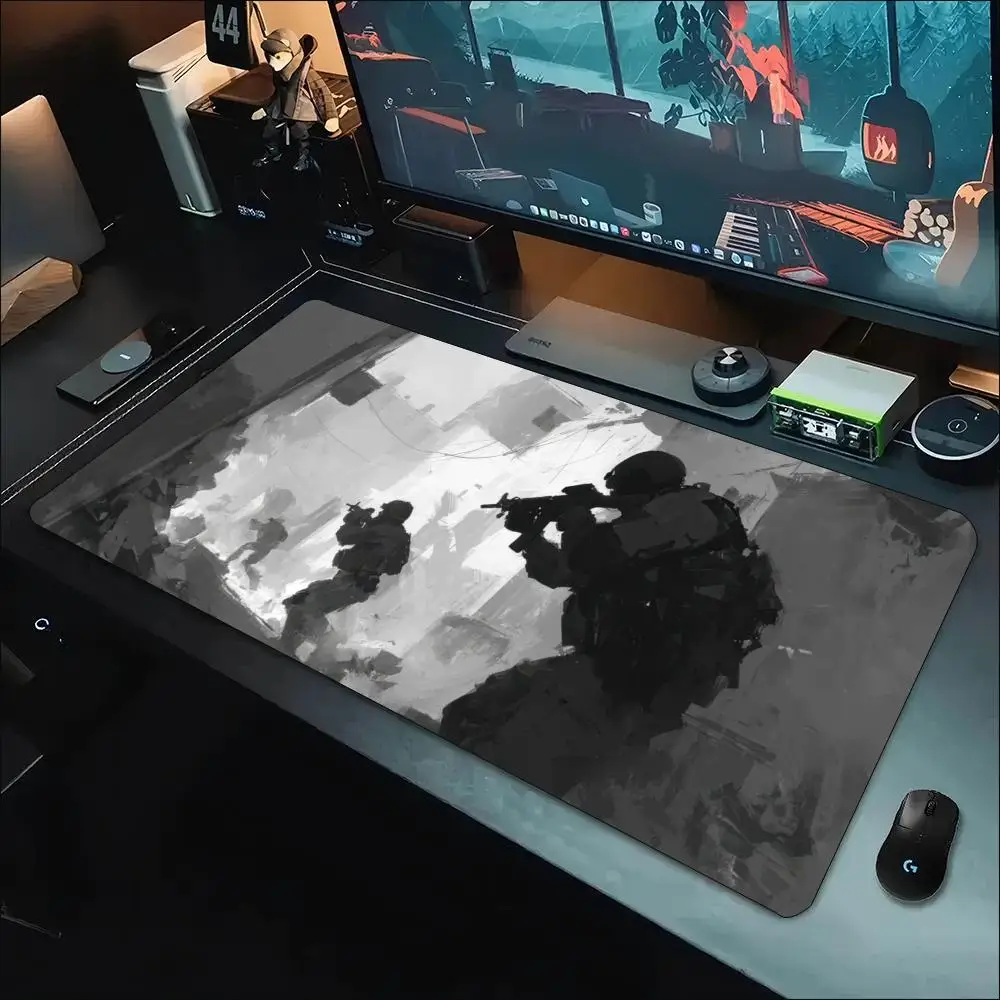 XXL Large Gaming Mouse Pad Tactical Soldier Red Extended Keyboard Desk Mat Non Slip Rubber Stitched Border Computer Tablepad