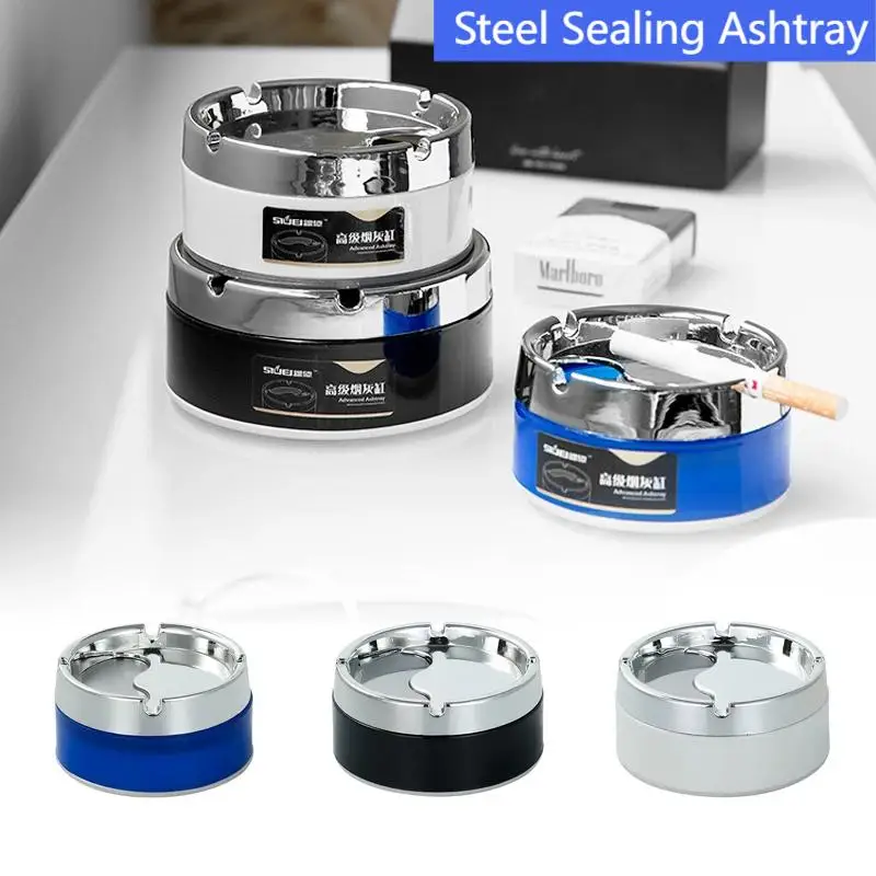 

Windproof Ashtray with Rotating Lid - Stainless Steel Sealing Outdoor Ashtray for Home, Garden & Car