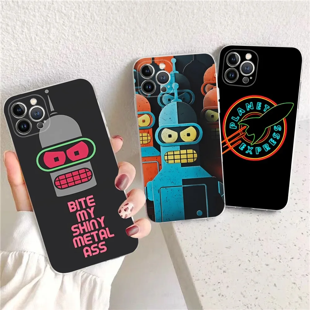 F-Futurama Bender Art Black Cover Phone Case For IPhone 16 15 14 13 12 Mini 11 Pro XS Max X XR SE 6 7 8 Plus Soft Silicone Cover