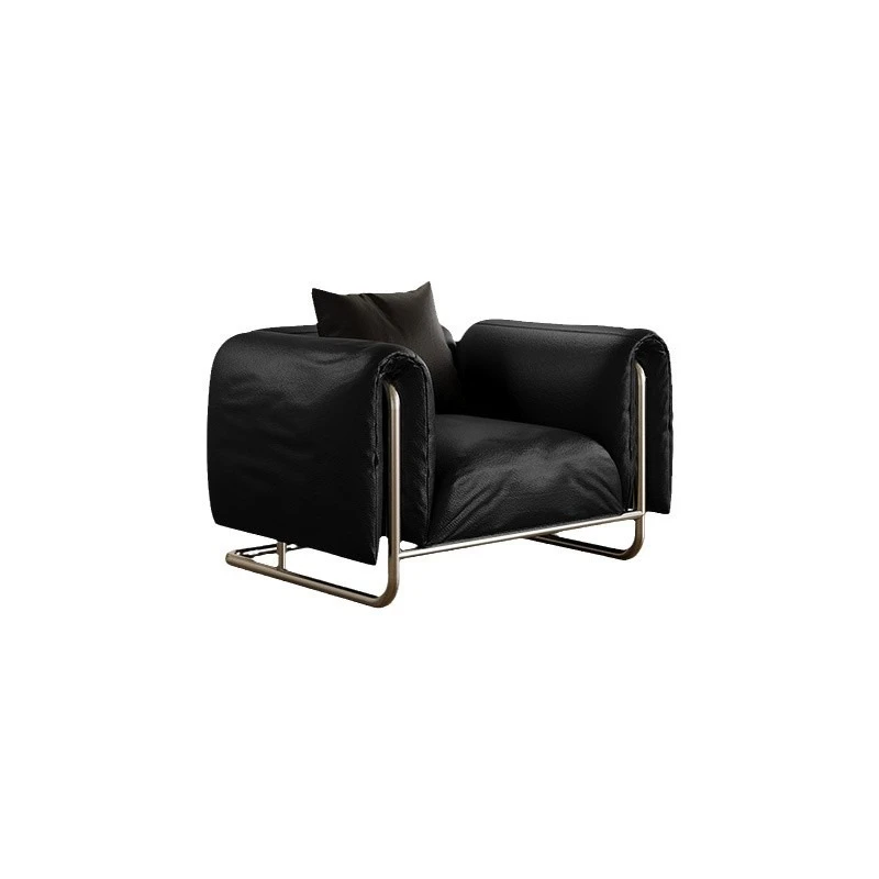 

style medieval style black inline single seat sofa small apartment living room anti-cat scratch leather art sofa