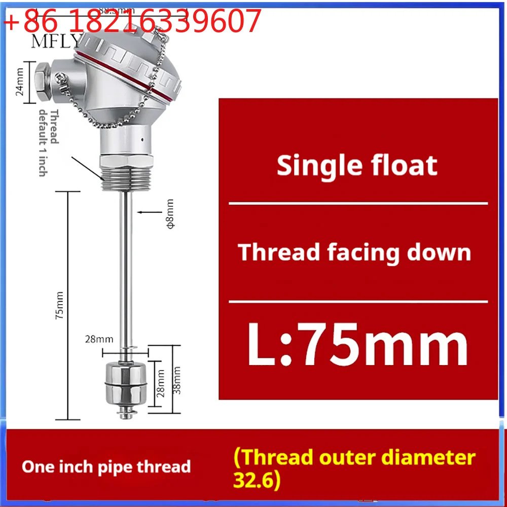 YAO Stainless Steel -200~420mm PT100 Temperature Sensor Probe 1/2 Thread Thermocouple Terminal Head for Temperature sensor