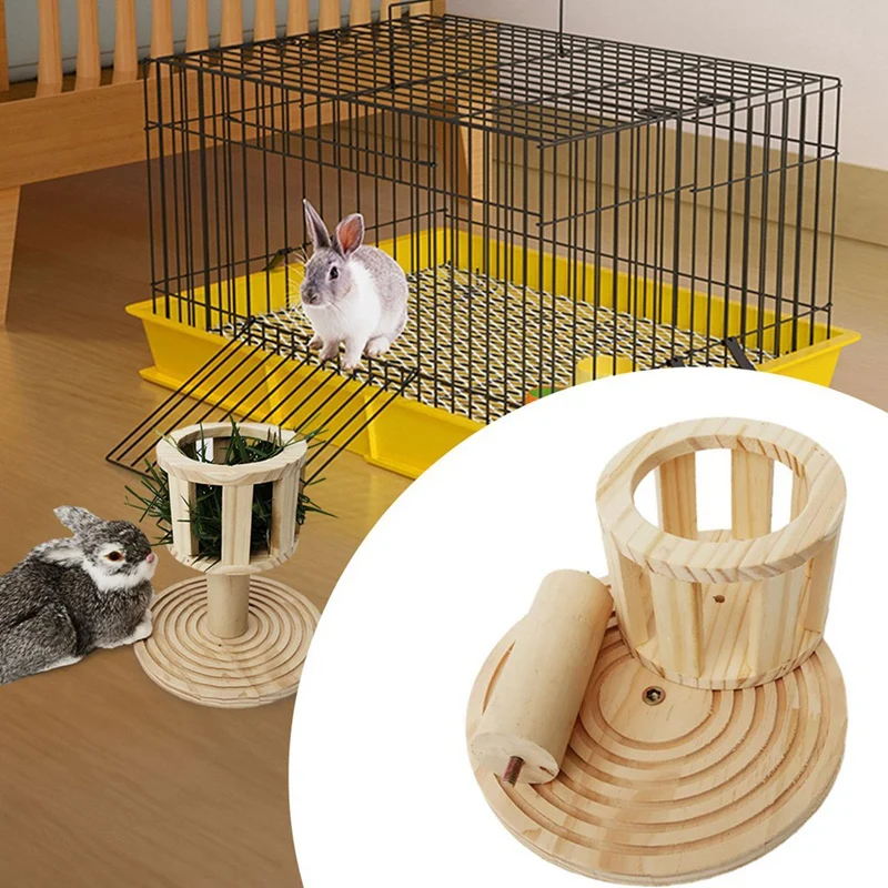 Wooden Hay Feeder Hay Feeder Cage Accessories Hay Rack Hamster Hay Trough Food Dispenser