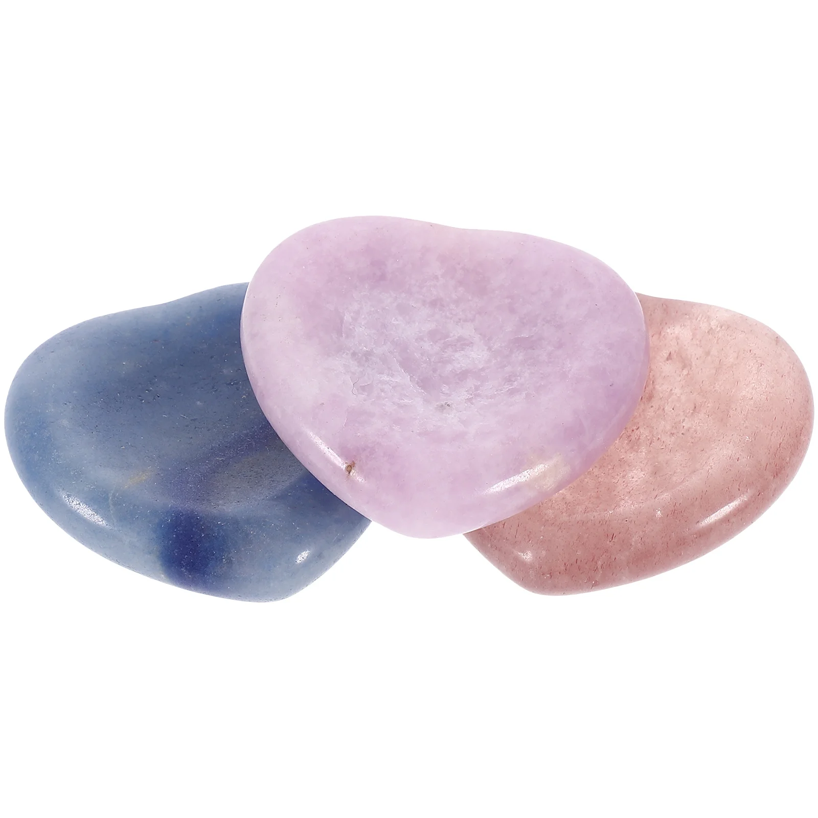 

3Pcs Heart Shape Natural Thumb Worry Stones Crystal Stress Relief Massage Stones Portable Mini Decorative Stone for Relaxing