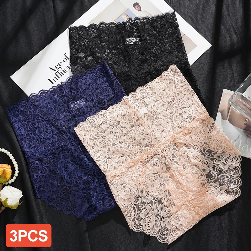 3 pz/set Mutandine di Pizzo Delle Donne di Vita Alta Biancheria Intima Floreale M-3XL Ragazze Mutandine Sexy Delle Signore Mutande di Pizzo Lingerie