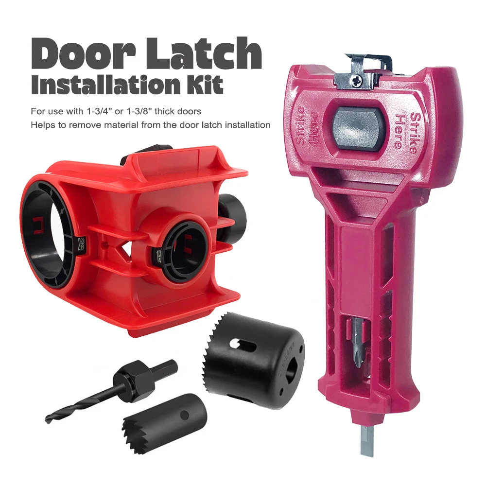 

Wooden Door Lock Installation Kit with Ball Catch Hole Cutter And Mortise Jig Set for Solid Or Hollow Core Wood Doors