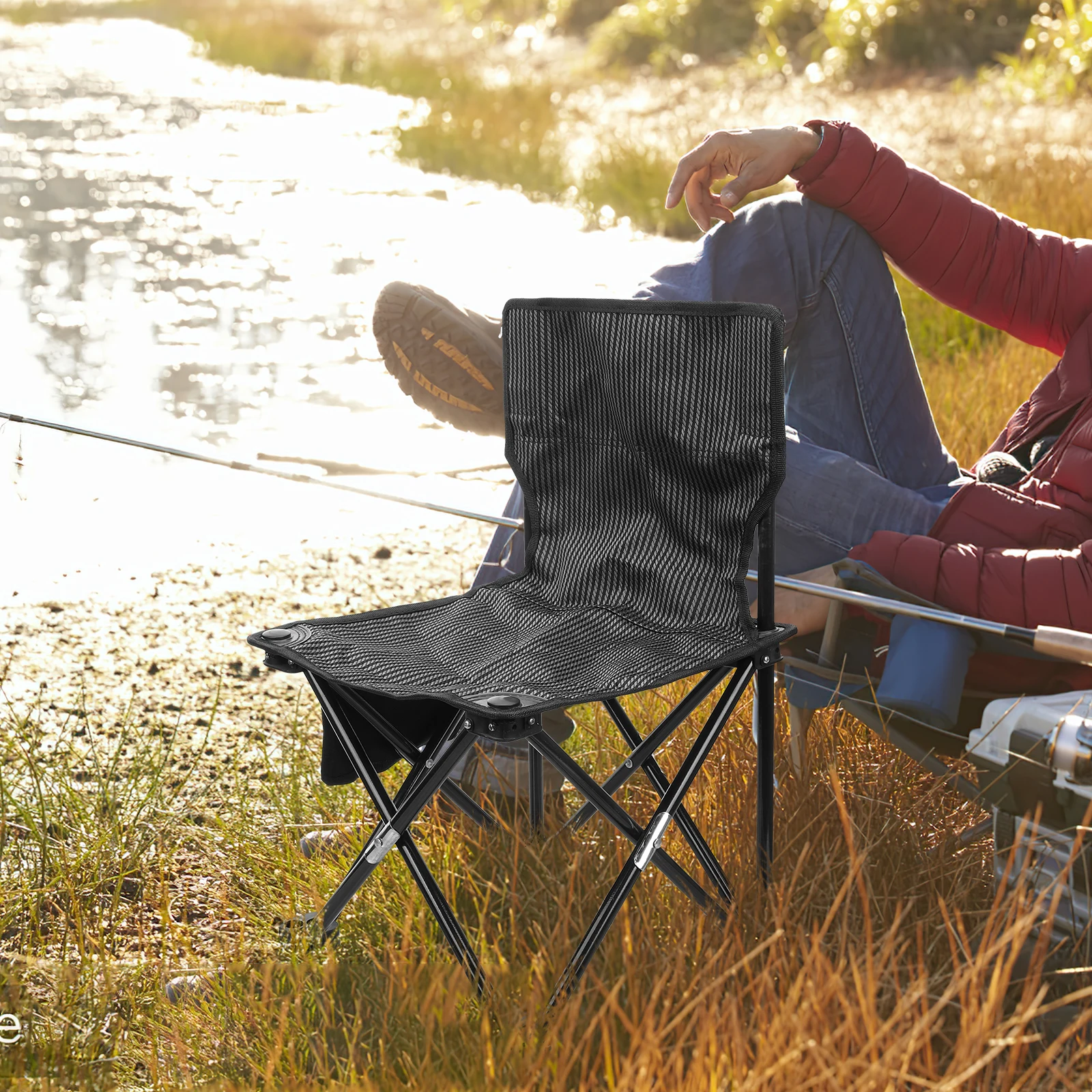 

Portable Folding Chairs Outdoor Camping Small Foldable Fishing Chairs Steel Frame Oxford Cloth Durable Lightweight Stable Safe