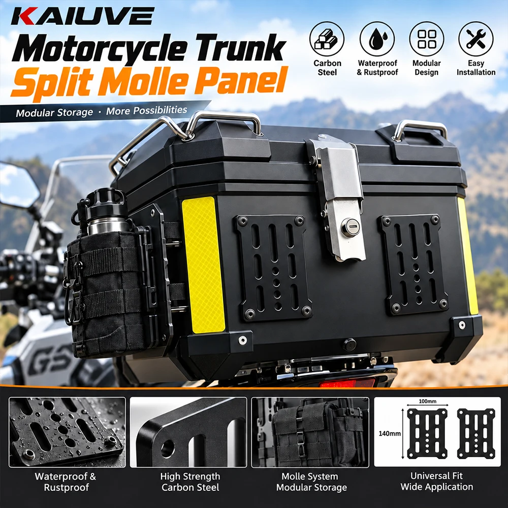 KAIUVE Motorcycle MOLLE Panel Style Trunk Storage Bag Waterproof Tactical Universal Side Box Storage Box Modular Storage System