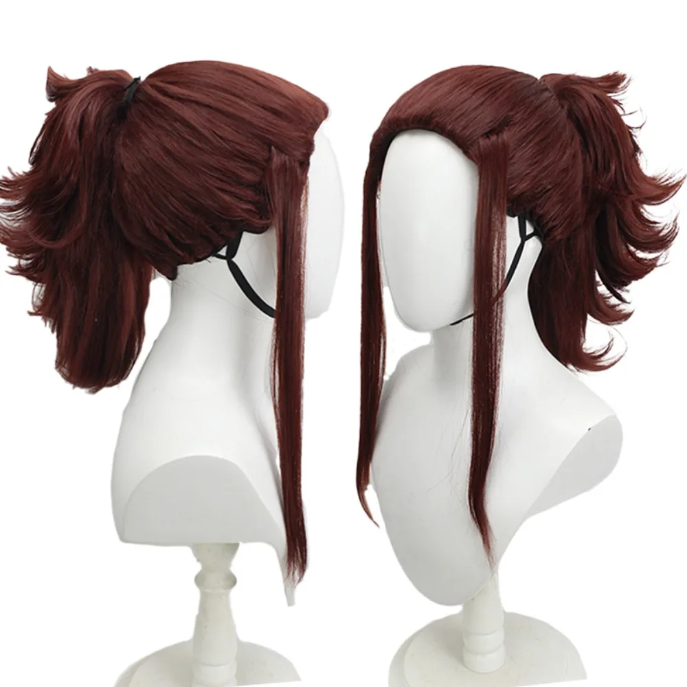 

Парик для косплея LOL Akali, винно-красные волосы, зачесанный хвост сзади