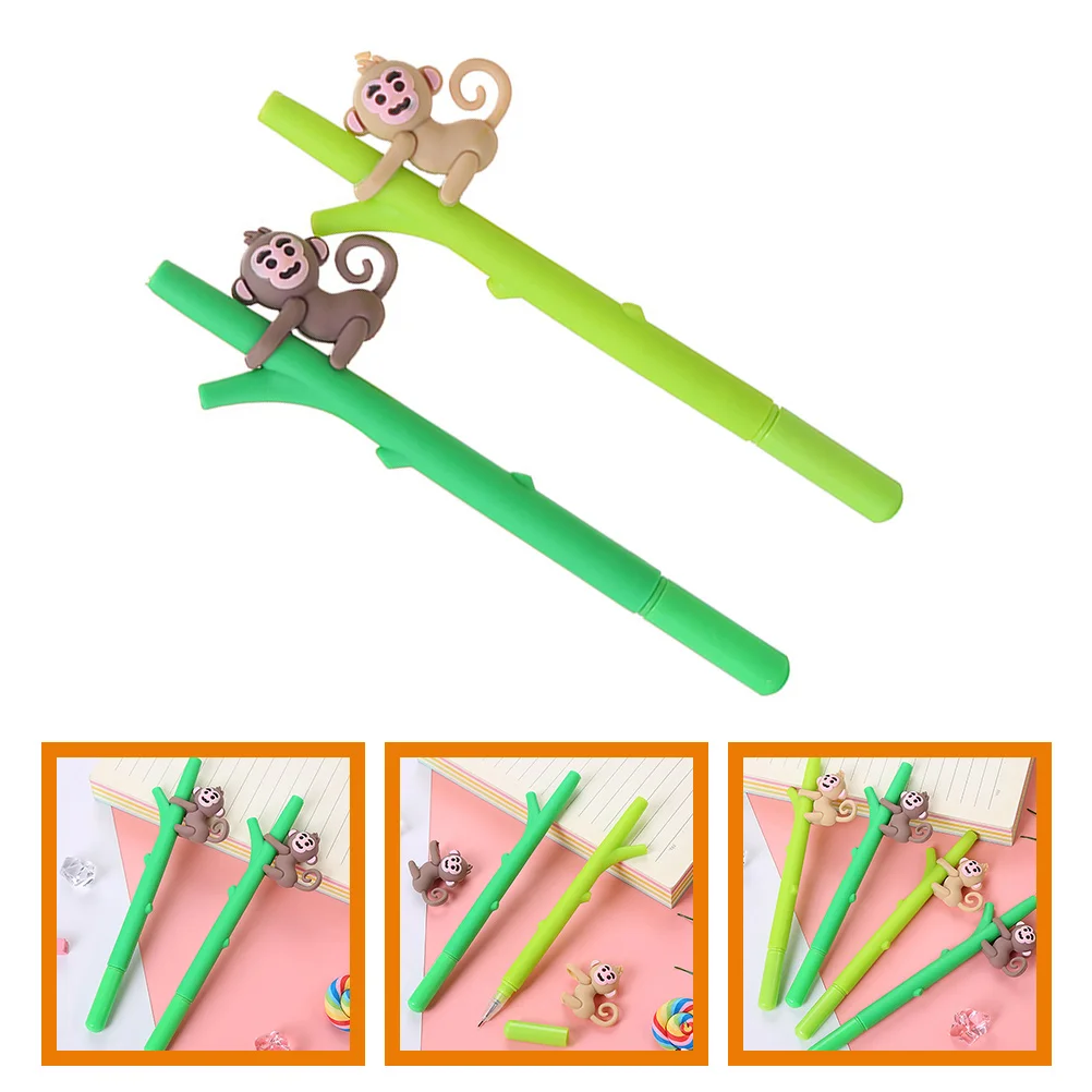 12 Pcs Cartoon Animal Pens Monkey Gel Accessories Portable Sign Office Ink Stripe Writing