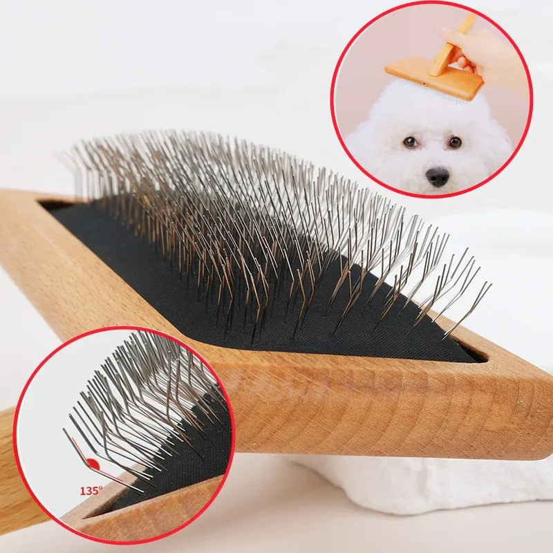 Dog Comb Solid Wood Dogs Brush Pet Hair Remover Bamboo Dog Grooming Brush Massage Cat Brushes Hair Knot Cleaning Combs for Pet