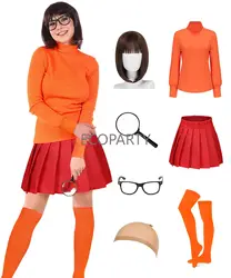 Velma Costume for Adult Women Halloween Classic Movie Characters Costume Daphne Costume Adult Women for Cosplay Anime Clothes
