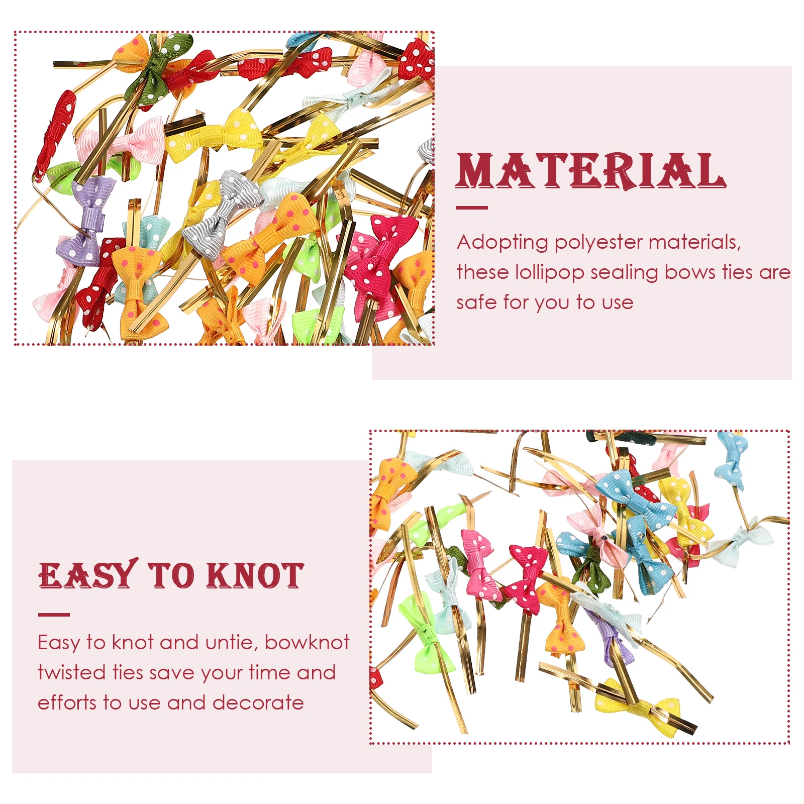 

100 Pcs Baking Bag Tie Ties Candy Treat Bags Food Sealing Bows for