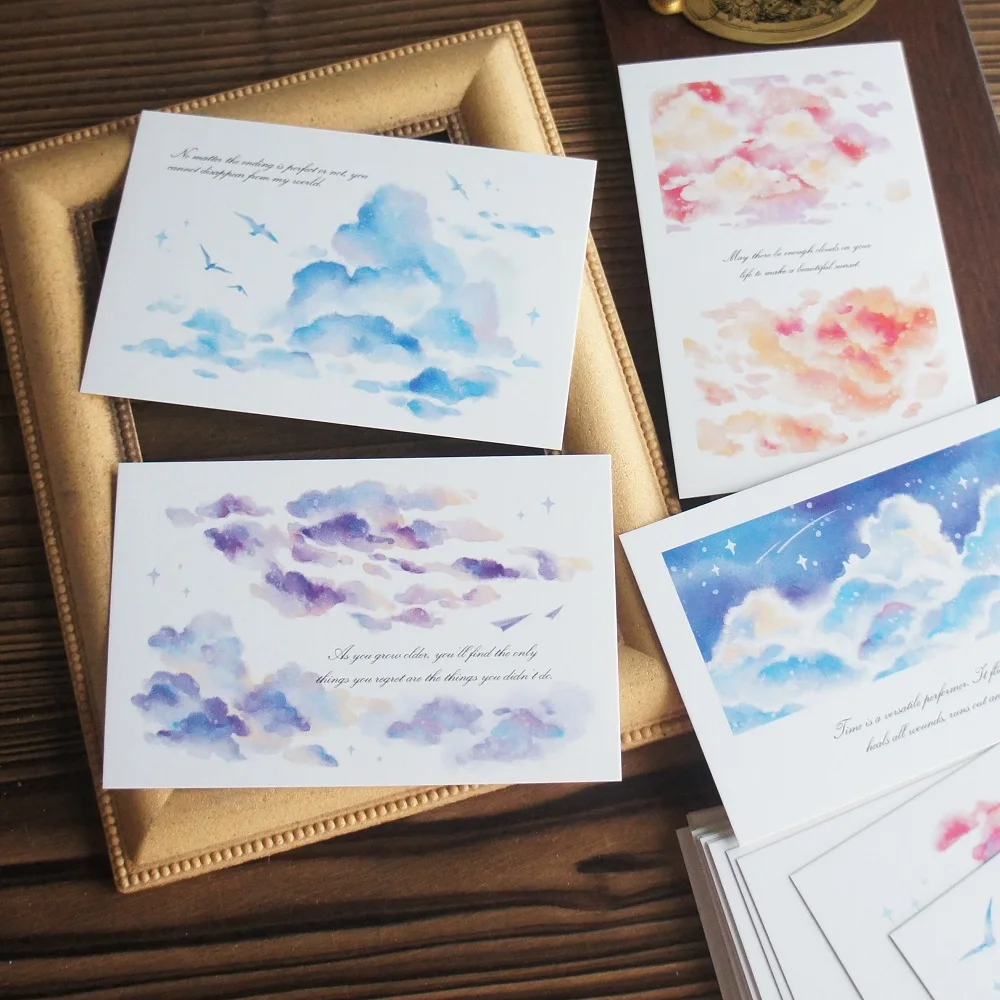 

15pcs Collect Watercolor Cloud Design As Post Card Gift Greeting Cards Gift Card Party Invitation Scrapbooking Use