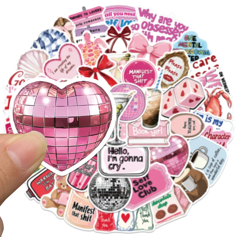 50PCS Pink Inspirational Girl Sticker Cartoon Creative Decoration Mobile Phone Case Water Cup Laptop Luggage Decal Toy view 3