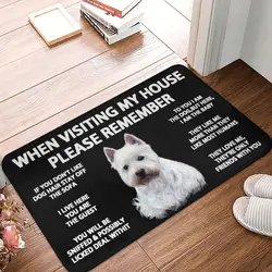 West Highland White Terrier Dog Floor Door Kitchen Bath Mat Anti-Slip Outdoor Westie Puppy Doormat Toilet Entrance Carpet Rug