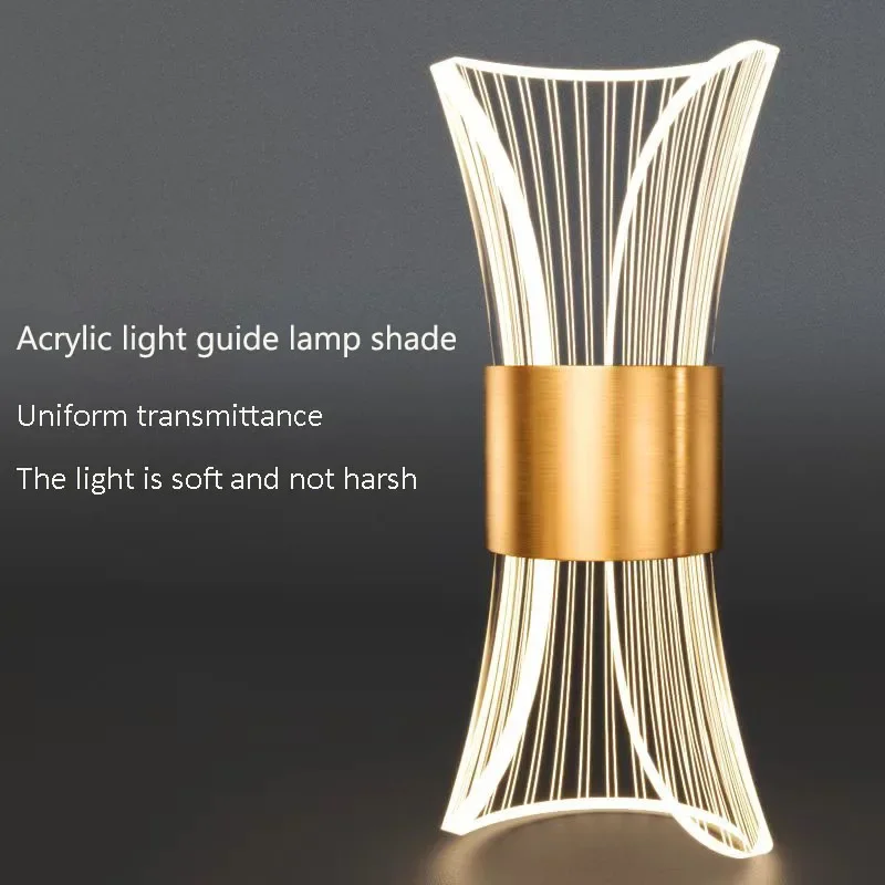 Modern Light Luxury LED Acrylic Wall Lamp Gold Black Lantern for Living Room Bedroom Bedside Corridor Torch Home Decoration