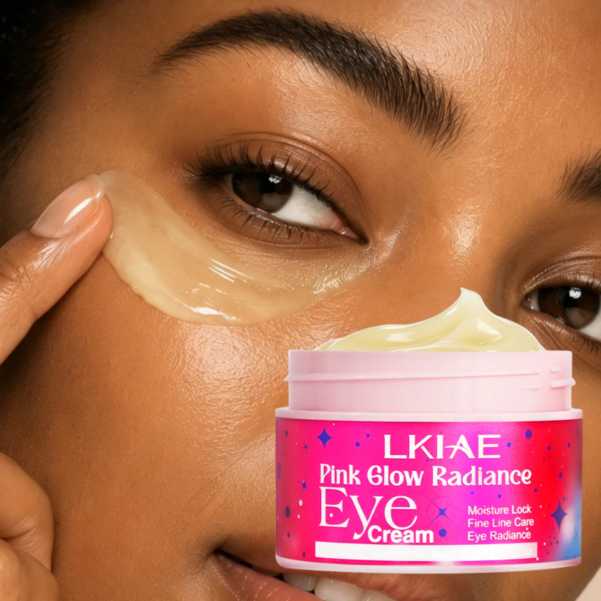 LKIAE Pink Glow Radiance Augencreme, Feuchtigkeitsspendend, Anti-Falten, Gegen Feine Linien, Dunkle Augenringe, Mit Hyaluronsäure, Kamelie, Kollagen