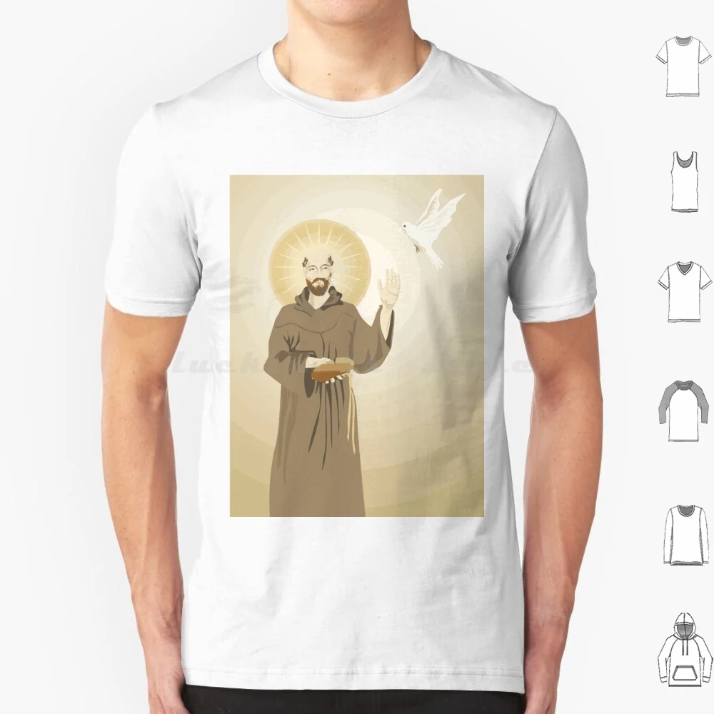 

Футболка Saint Francis Of Assisi, Италия, католические подарки, хлопковая крутая футболка 6xl, католическая футболка Святых Святых Святых Францисков, христианская вера Иисуса