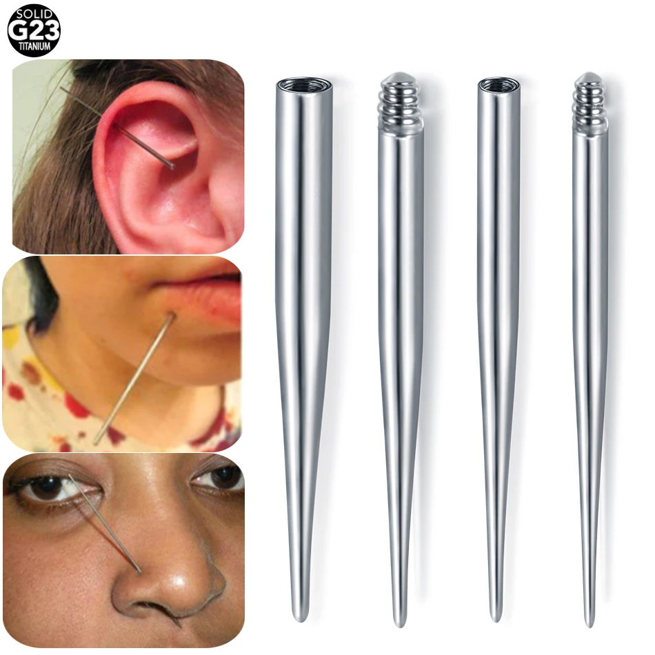 1PC Titanium Insertion Pin Taper Threaded Ear Taper Labret Lip Nose Nipple Dermal Pull Pin Tools Body Piercing Jewelry