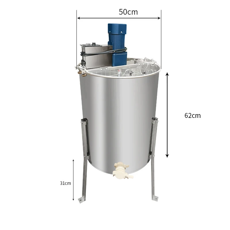 Electric Honey Extractor Stainless Steel 4 Frames, Honey Centrifuge Honeycomb Spinner Crank Beekeeping Equipment