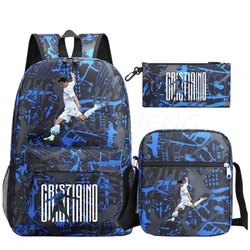 Mochila De moda CR7 para hombre y mujer, morral de 3 piezas, resistente al agua, bolso escolar grande para estudiantes adolescentes