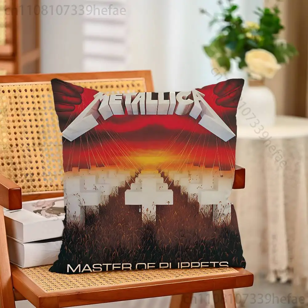 M-Metallica Band-Kissenbezüge für Schlafzimmer, Wohnzimmer, Sofa, Heimdekoration, Polyester-Kissenbezug mit Reißverschluss – Detail 4