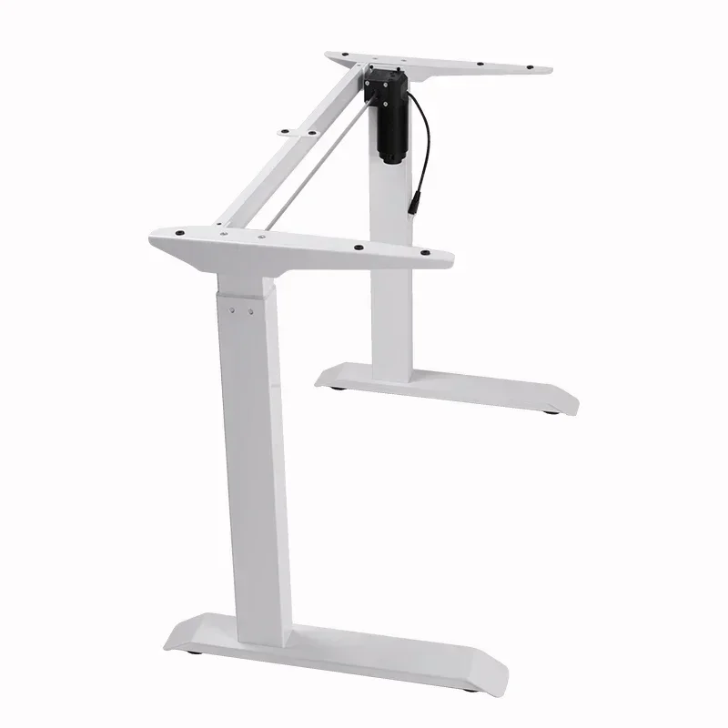 

l White Electric Stand Up Desk Frame Single Motor Standing Adjustable Base Electric Standing Table Height Adjustable Desk Frame