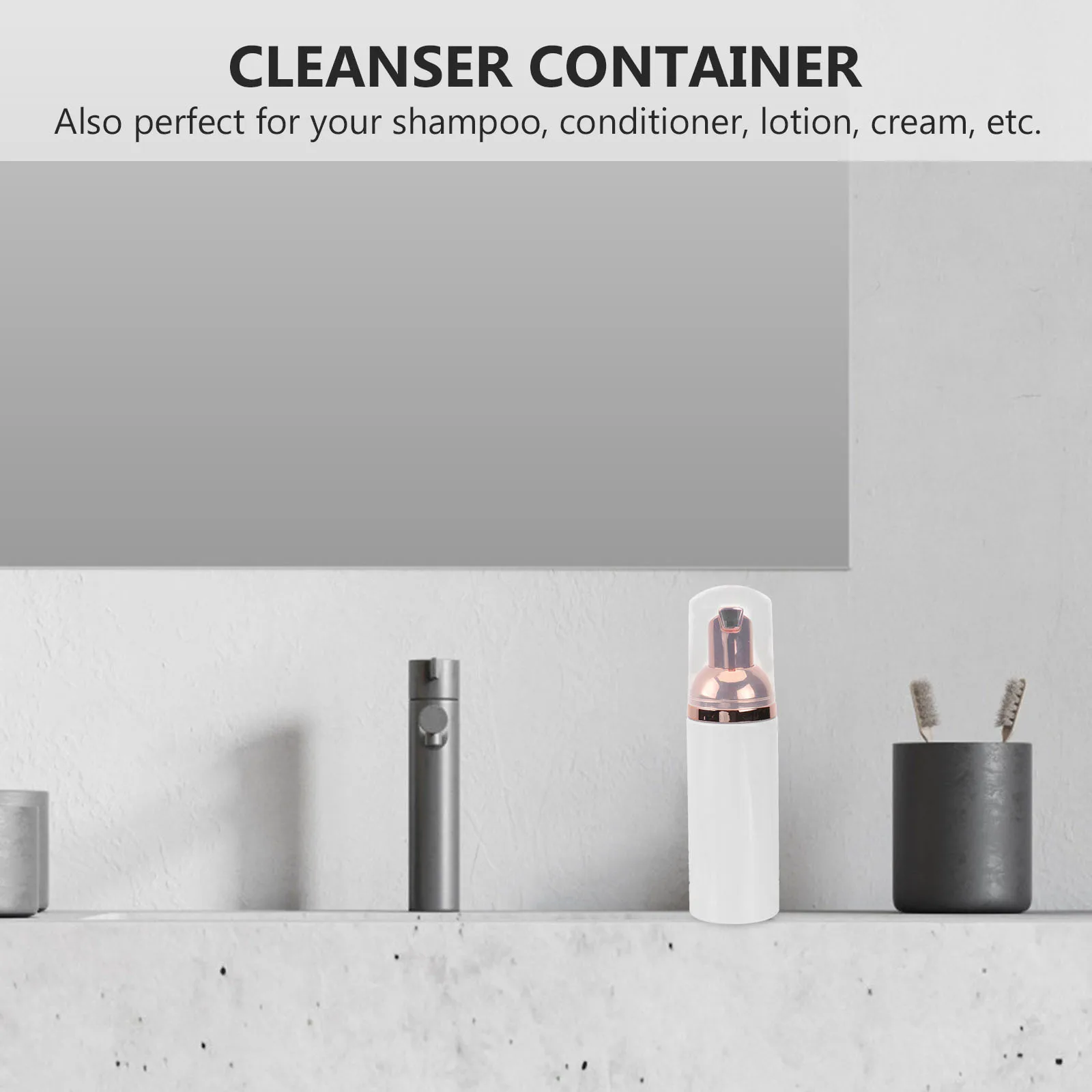 

6Pcs Foam Pump Bottles Refillable Plastic Makeup Containers Rose Gold Pump Head Easy Use Shampoo Lotion Soap Dispenser