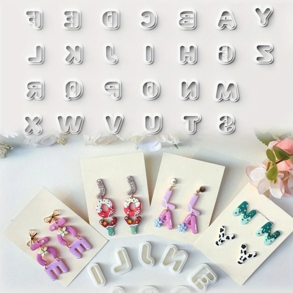 Conjunto de 26 Cortadores de Letras A-Z para Biscoitos, Fondant e Argila Polimérica, Mini Moldes de Letras de 2cm para Brincos DIY e Joias com Nome