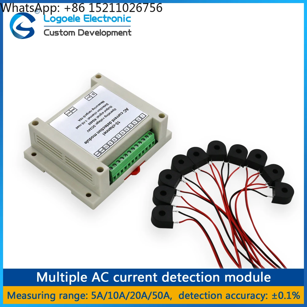 Módulo de 10 canales salida RS485 AC 5A 50A 10A 20A transmisor de sobrecorriente protección contra sobrecorriente sensor de corriente CA