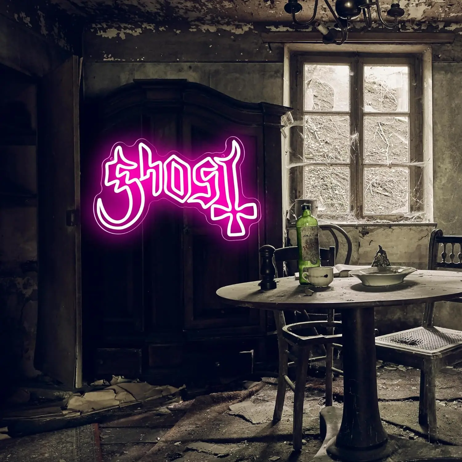 Ghost Satan Neon Light Sign estetica dimmerabile insegna al Neon per la decorazione della parete Room Party Shop Club Halloween Dorm Decor regalo di compleanno