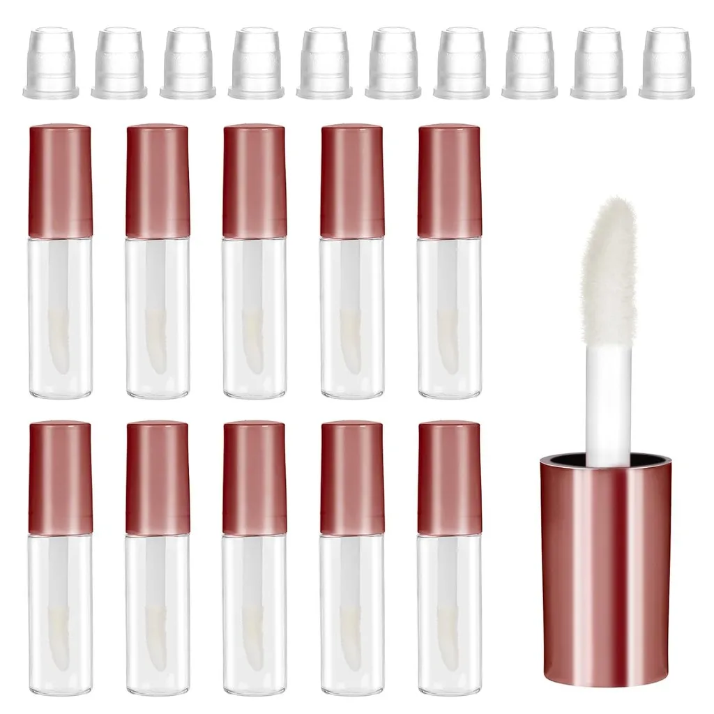 10Pcs Empty Lip Gloss Tubes 1.2ml Mini Refillable Lip Balm Bottles Makeup Containers Clear Lipstick Cosmetic Bottles with Rubber