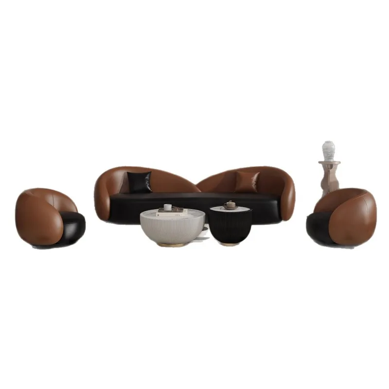 Light luxury Internet celebrity color matching curved sofa, living room casual clothing store