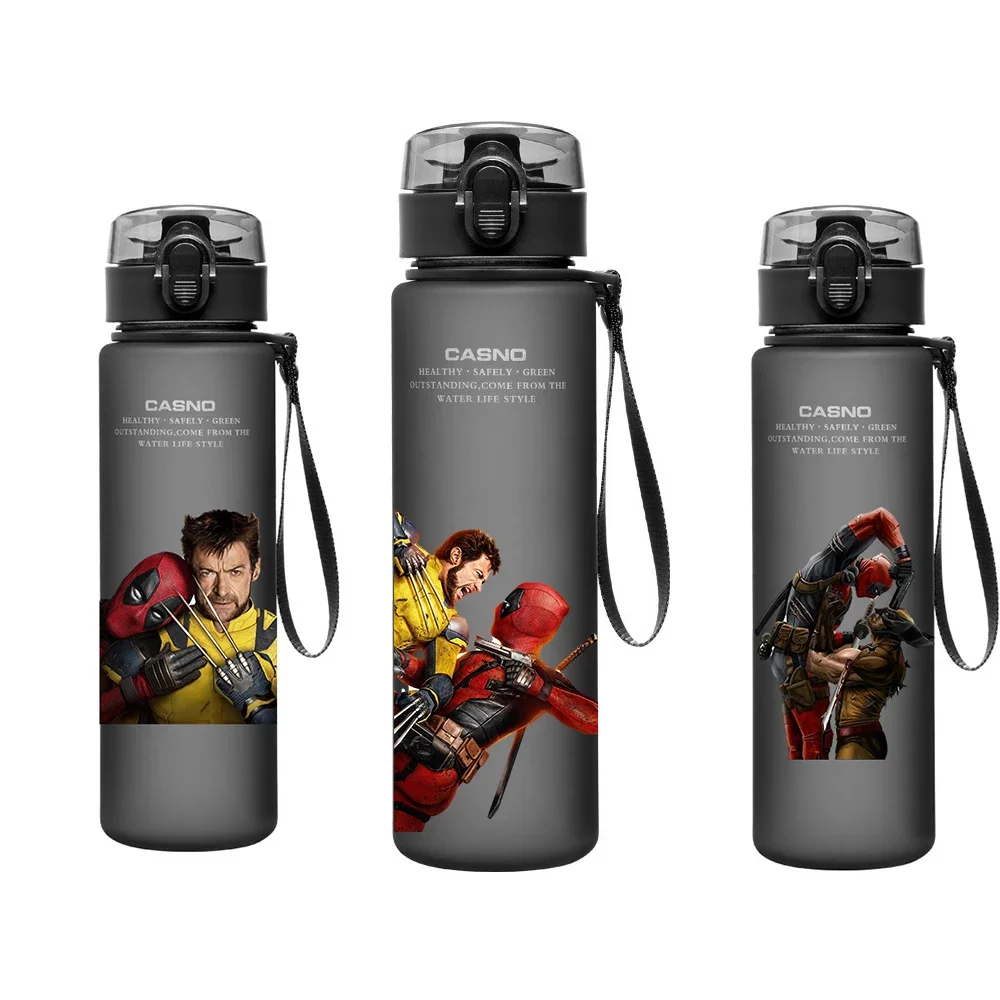 Deadpool & Wolverine Marvel Bottle 560ML Necklace Water Cup Outdoor Sports Large Capacity Water Bottle for Fan Gifts